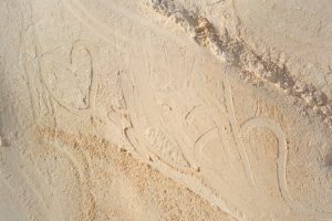 Hand drawing on limestones in Israel